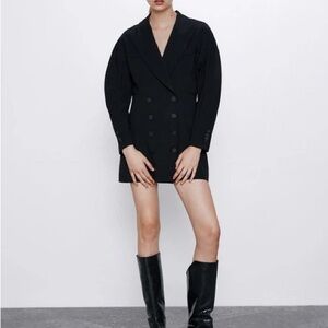NWT Black Double-Breasted Shawl Collar Blazer Dress M